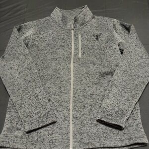 King's Lifestyle Fleece Jacket Men's Sz L Grey & Black Zippered Pocket Excellent